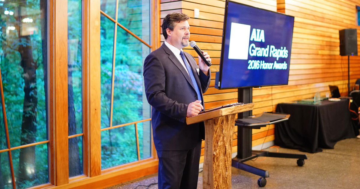 Brian Atkinson MC at the AIA GR Honor Awards